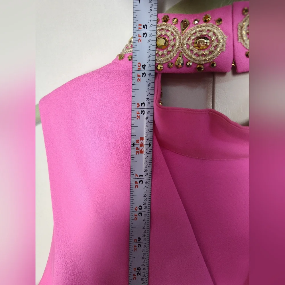 Lilly Lilli Pulitzer - Hot Pink Mock Jeweled Neck Shift Dress Sz 0 Unworn Cond… - Picture 9 of 10